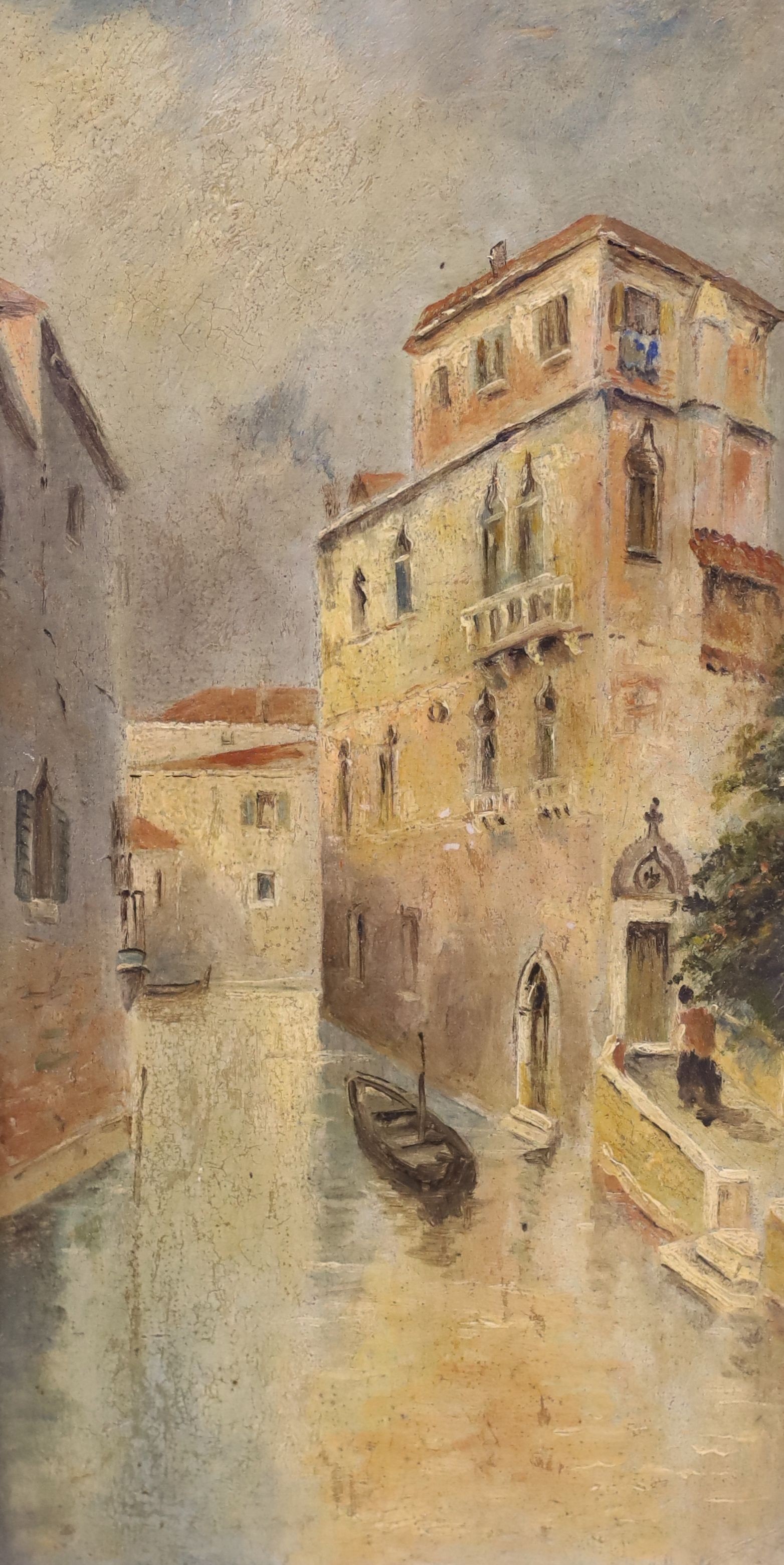 H.Vickers (English School circa 1900), pair of oils on board, Venetian canal scenes, 30 x 15cm.